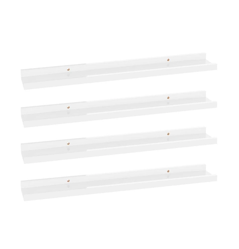 vidaXL Wall Shelves 4 pcs High Gloss White 23.6"x3.5"x1.2"