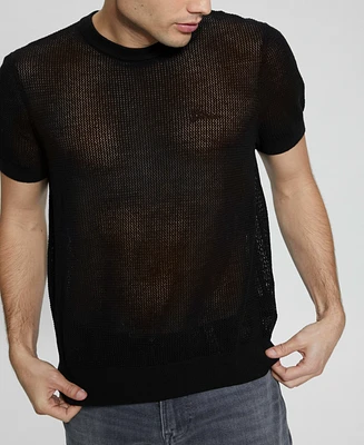 Guess Men's Mesh Stitch Lenny Crew Sweater