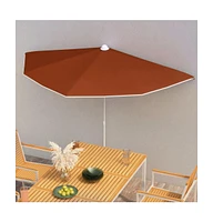 vidaXL Garden Half Parasol with Pole 70.9"x35.4" Terracotta