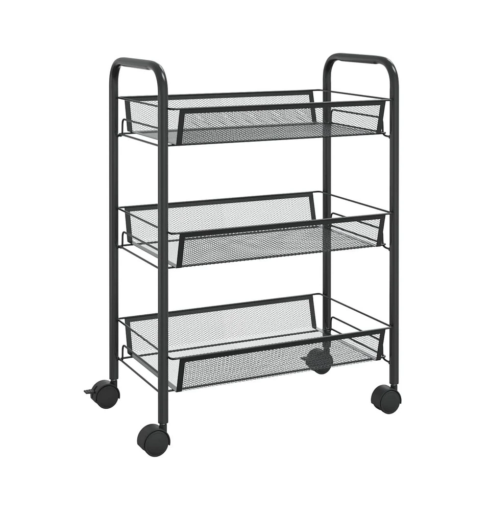 vidaXL 3-Tier Kitchen Trolley 18.1"x10.2"x25.2" Iron