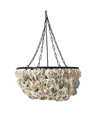 Storied Home Metal and Draped Oyster Shell Chandelier Multicolor