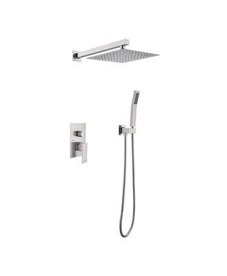 Simplie Fun 10 Inch Shower Head Bathroom Luxury Rain Mixer Shower Complete Combo Set Wall Mounted