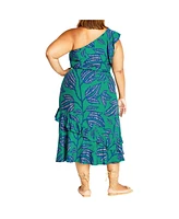 City Chic Plus Size Escapism Print Dress