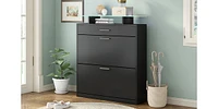 Slim Entryway Organizer with Shoe Storage and Led Light