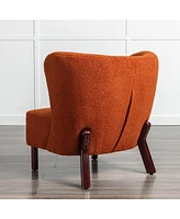 Streamdale Furniture Upholstered Armless Chair with Wooden Legs, Burnt Orange