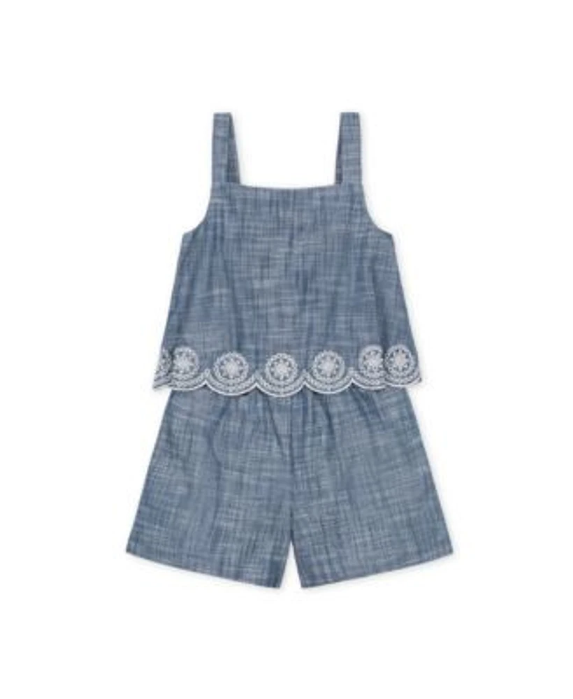 Hope Henry Mommy Me Organic Ruffle Top Chambray Romper