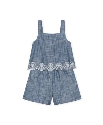 Hope Henry Mommy Me Organic Ruffle Top Chambray Romper