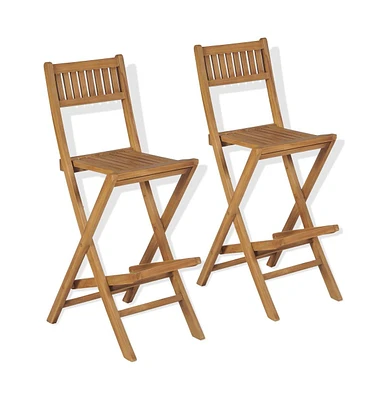 vidaXL Folding Patio Bar Stools 2 pcs Solid Teak Wood