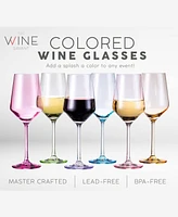 The Wine Savant Colored Wine Glasses, Multicolored, 12 oz Set of 6