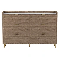 Modern 6-Drawer Dresser with Marble Top