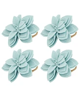 Saro Lifestyle Felt Blossom Napkin Ring Set of 4,Set