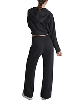 Dkny Women's Stud Logo Hooded Zip-Front Fleece Sweatshirt