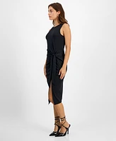 Bar Iii Petite Tie-Front Asymmetrical-Hem Midi Dress, Created for Macy's