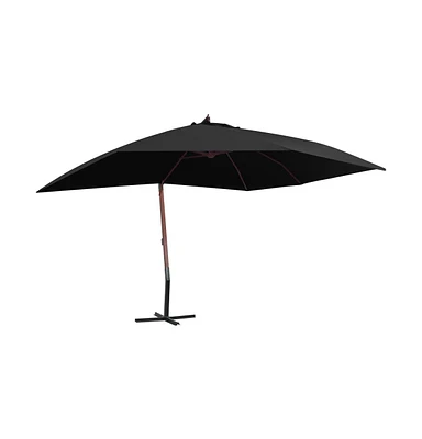 vidaXL Hanging Parasol with Wooden Pole 157.5"x118.1" Black