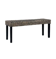 vidaXL Bench 43.3" Natural Kubu Rattan and Solid Mango Wood