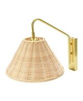 Storied Home Rattan and Metal Wall Sconce