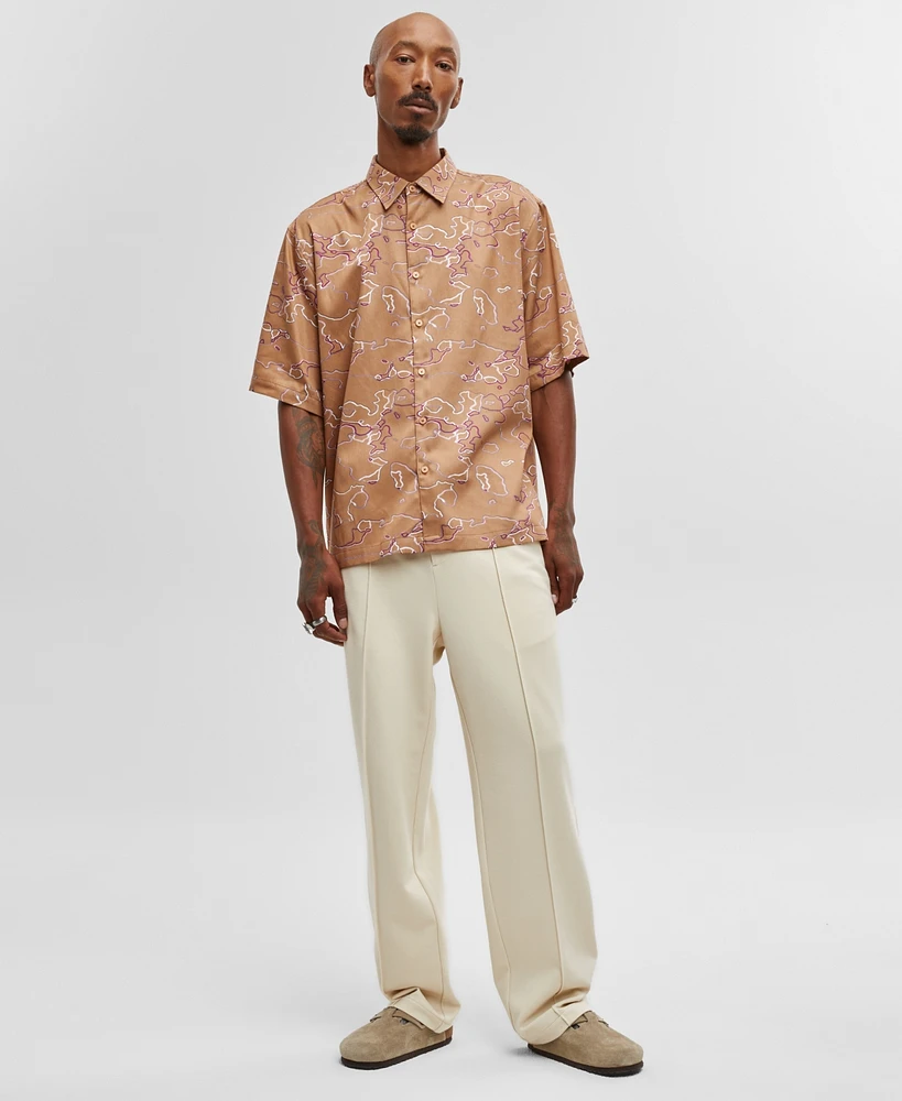 Mode of One Men's Relaxed-Fit Printed Button-Down Shirt, Created for Macy's