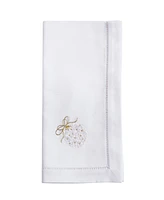 Saro Lifestyle Merry and Bright Ornament Embroidered Napkin Set of 6, 20"x20"