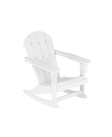 WestinTrends 3 Piece set Outdoor Patio Poly Adirondack rocking chairs with side table