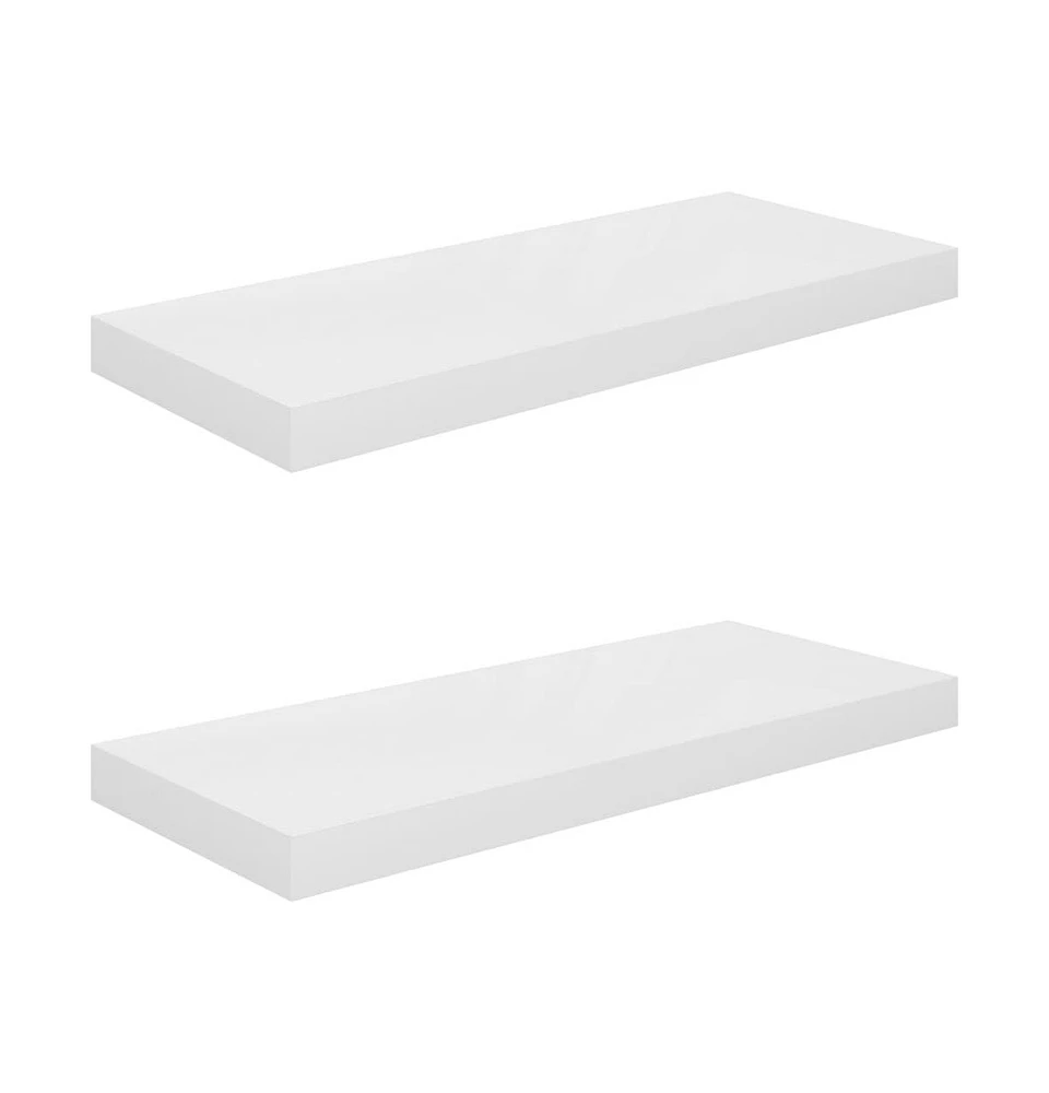 vidaXL Floating Wall Shelves 2 pcs High Gloss White 23.6"x9.3"x1.5" Mdf