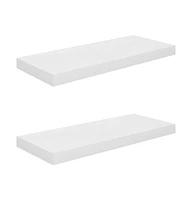 vidaXL Floating Wall Shelves 2 pcs High Gloss White 23.6"x9.3"x1.5" Mdf