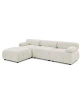 Streamdale Furniture Beige Velvet Modular Sectional Sofa with Reversible Ottoman