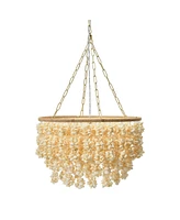 Storied Home 20" Round Metal and Shell Chandelier Style Ceiling Light