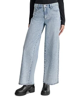 Dkny Jeans Petite Cotton Studded High-Rise Wide-Leg Jeans