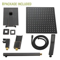 12" Rain Shower Head Systems With Waterfall Tub Spout, Oil Rubber Bronze, Wall Mounted Shower
