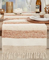 Saro Lifestyle Fringed Classic Stripe Table Runner, 16"x72"