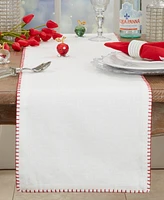 Saro Lifestyle Celena Collection Whip Stitched Design Cotton Table Runner, 13"x72"