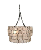 Storied Home 2-Tier Capiz Honeycomb Chandelier White and Black