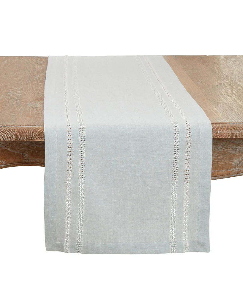 Saro Lifestyle Leno Stripe Elegance Table Runner, 13"x72" - Blue