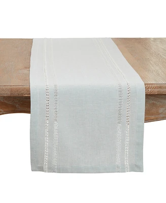 Saro Lifestyle Leno Stripe Elegance Table Runner, 13"x72" - Blue