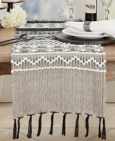 Saro Lifestyle Crafted Multi-Pattern Fringed Table Runner, 16"x72"