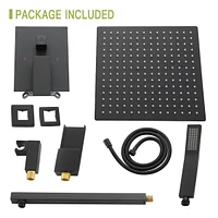 10" Rain Shower Head Systems With Waterfall Tub Spout, Matte, Wall Mounted Shower