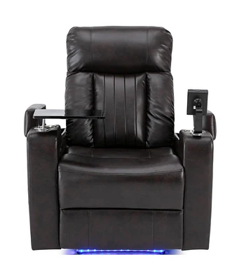 Simplie Fun Premium Power Recliner With Storage Arms, Cup Holders, Swivel Tray Table And Cell Phone Stand