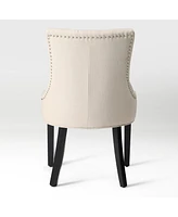 WestinTrends Upholstered Wingback Button Tufted Dining Chair Set of 2