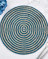 Saro Lifestyle Beaded Spiral Swirl Placemat Set of 4, 14"x14"