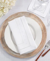 Saro Lifestyle Classic Hemstitch with Embroidered Border Dinner Napkin Set of 12