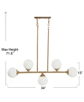 Robert Stevenson Lighting Lorne - Metal and Frosted Glass 5-Light Chandelier Brushed Gold