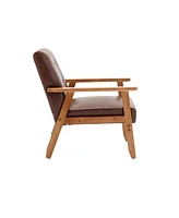 Streamdale Furniture Leisure Chair With Solid Wood Armrest And Feet, Mid-Century Modern Accent Chair