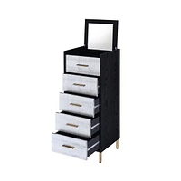 Streamdale Furniture Myles Jewelry Armoire, Black, Silver & Gold Finish