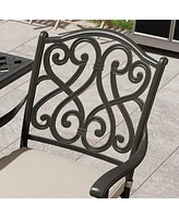 Mondawe Bar Chair Cast Aluminum Outdoor Stool with Cushion (Set of 2)