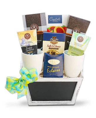 Alder Creek Gift Baskets Coffee Bean Tea Leaf Signature Blend Gift Basket, 9 Piece