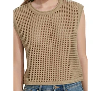 Calvin Klein Jeans Petite Cotton Open-Stitch Sleeveless Sweater