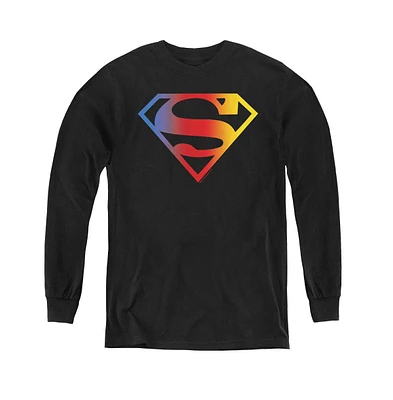 Superman Boys Youth Gradient Logo Long Sleeve Sweatshirts