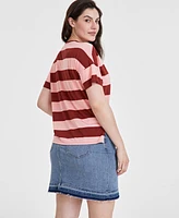 On 34th Women's Rugby Stripe Drop-Shoulder T-Shirt, Created for Macy's