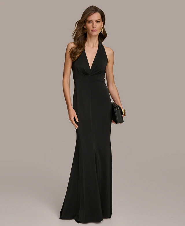 donna karan halter dress Linen Halter Dress - Black