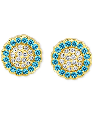 Giani Bernini Blue & White Cubic Zirconia Reverse Halo Stud Earrings, Created for Macy's